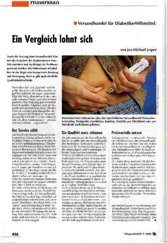 Vorschauseite 1: Ein Vergleich lohnt sich Versandhandel für Diabetikerhilfsmittel