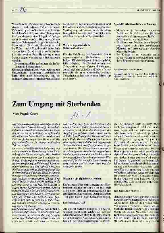 Vorschauseite 1: Zum Umgang mit Sterbenden