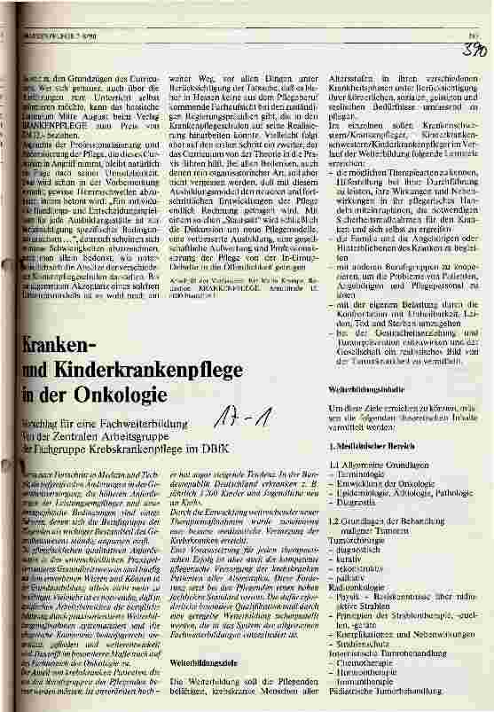 Vorschauseite 1: Krankenund Kinderkrankenpflege in der Onkologie