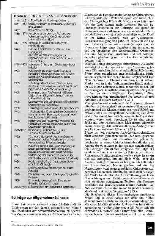 Vorschauseite 2: Heinrich Braun (1862-1934) und sein früher Beitrag zur Entwicklung der Anästhesiologie in Deutschland