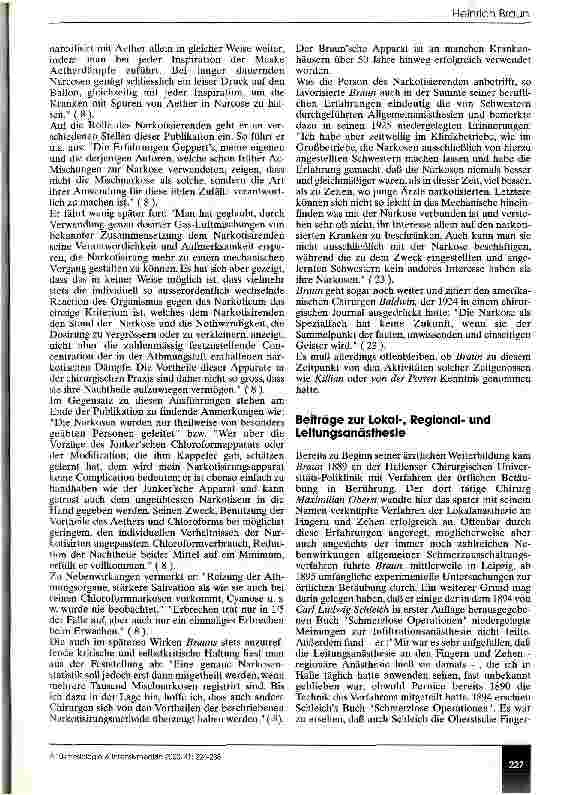 Vorschauseite 4: Heinrich Braun (1862-1934) und sein früher Beitrag zur Entwicklung der Anästhesiologie in Deutschland