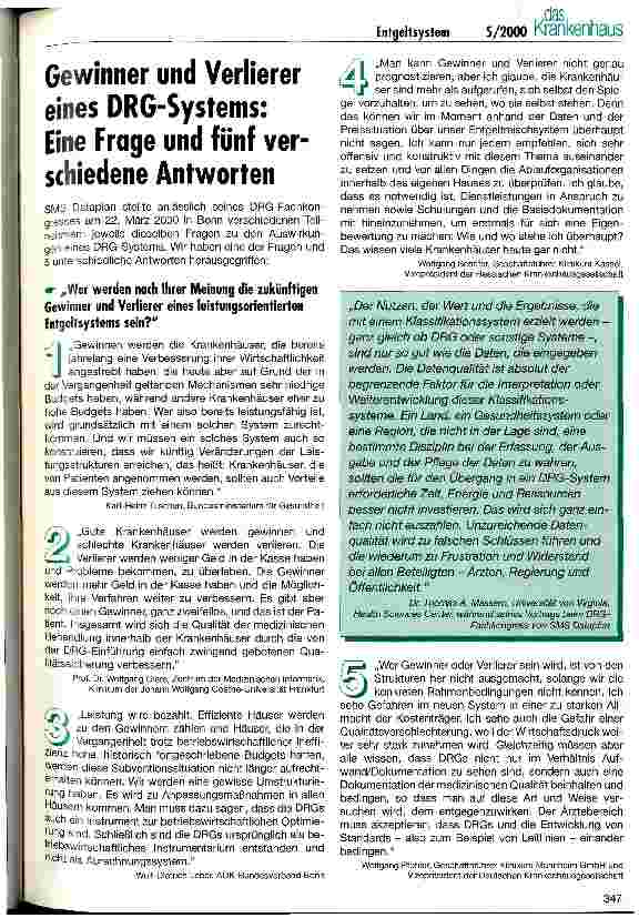 Vorschauseite 1: Gewinner und Verlierer eines DRG-Systems: Eine Frage und fünf verschiedene Antworten