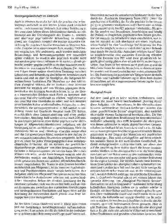 Vorschauseite 5: Pflege zwischen Großstadt und Outback Bericht über die psychiatrische Pflege im australischen Bundesstaat Western Australia