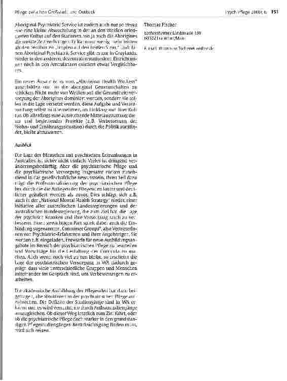 Vorschauseite 6: Pflege zwischen Großstadt und Outback Bericht über die psychiatrische Pflege im australischen Bundesstaat Western Australia