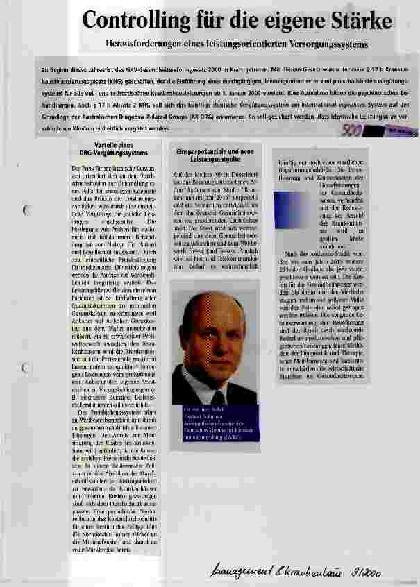 Vorschauseite 1: Controlling für die eigene Stärke Herausforderungen eines leistungsorientierten Versorgungssystems
