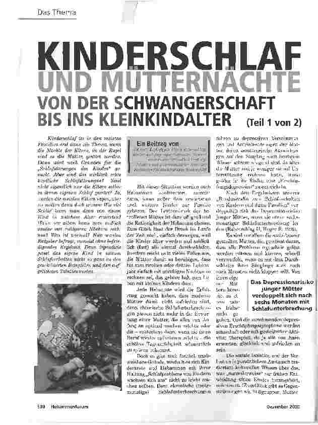 Vorschauseite 1: KINDERSCHLAF UND MÜTTERNÄCHTE VON DER SCHWANGERSCHAFT BIS INS KLEINKINDALTER (Teil 1 von 2)