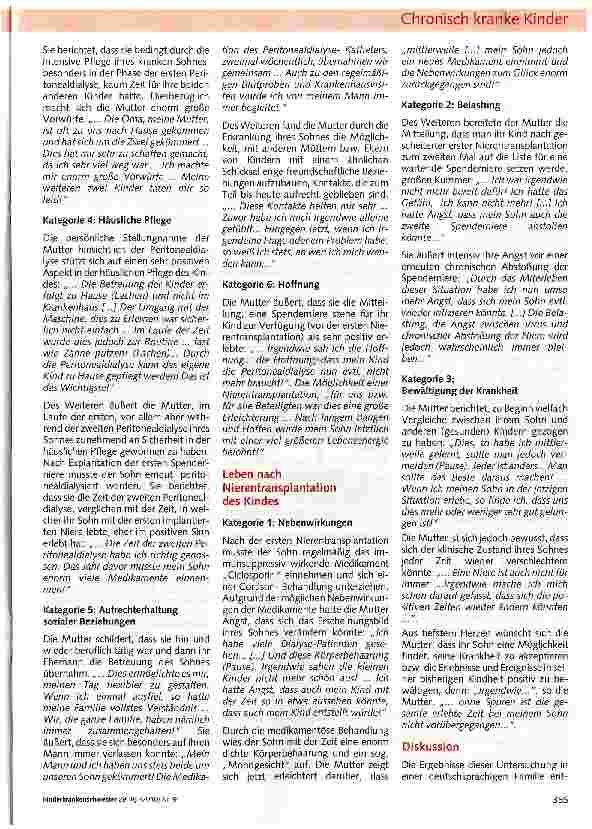 Vorschauseite 6: Die veränderte Lebenswelt pflegender Mütter von Kindern mit chronischer NierenerkrankungEine Einzelfallanalyse