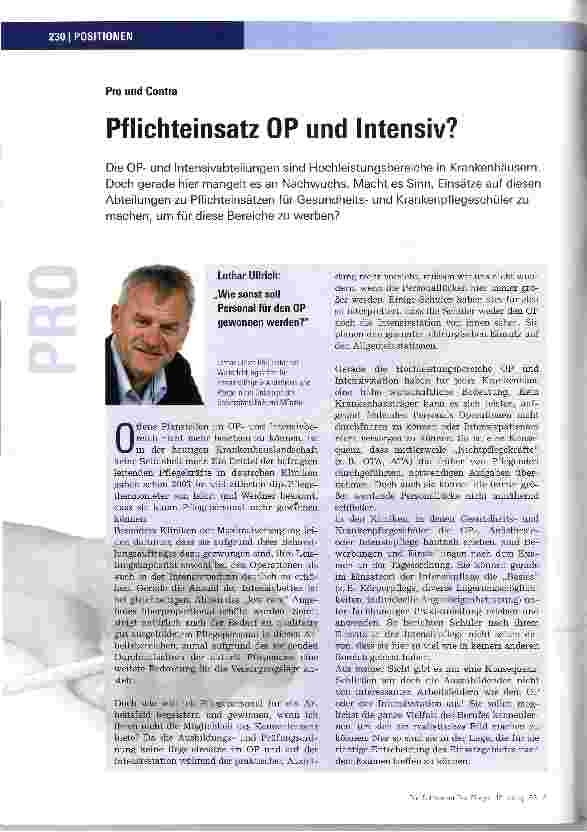 Vorschauseite 1: Pflichteinsatz OP und Intensiv?