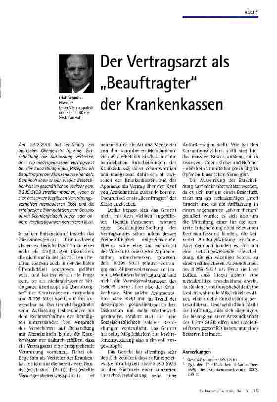 Vorschauseite 1: Der Vertragsarzt als „Beauftragter der Krankenkassen