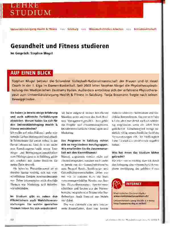 Vorschauseite 1: Gesundheit und Fitness studieren