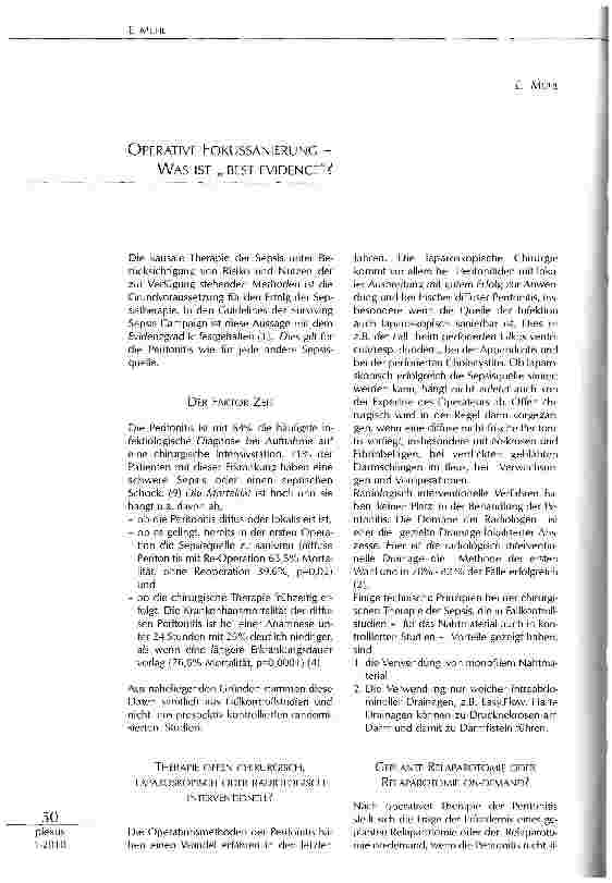 Vorschauseite 1: OPERATIVE FOKUSSANIERUNG -WAS IST „ BEST EVIDENCE?