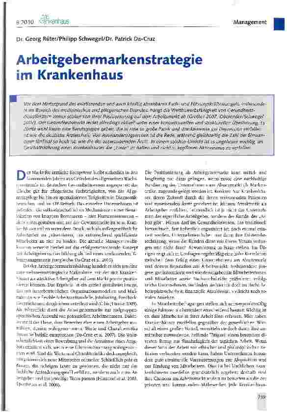 Vorschauseite 1: Arbeitgebermarkenstrategie im Krankenhaus