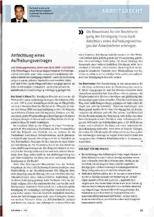Vorschauseite 1: Anfechtungeines Aufhebungsvertrages