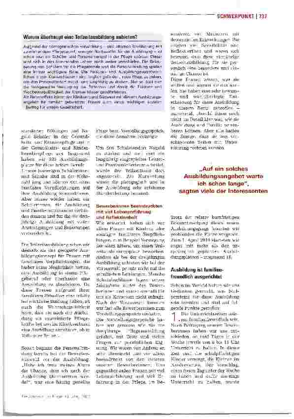 Vorschauseite 2: Pflege in Teilzeit erlernen