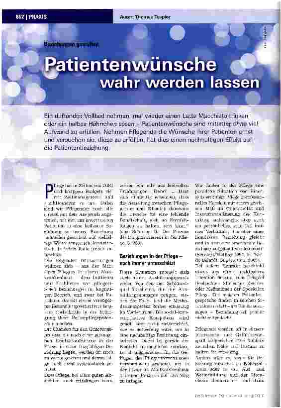Vorschauseite 1: Patientenwünsche wahr werden lassen