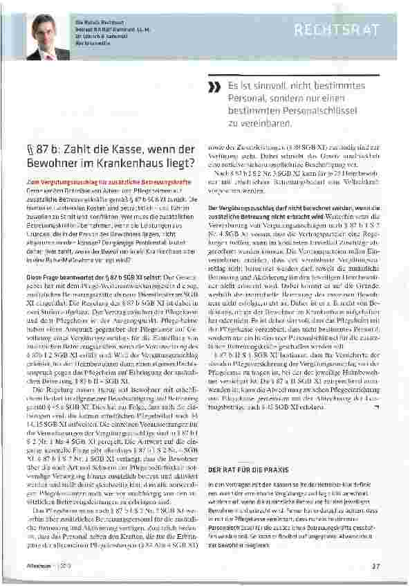 Vorschauseite 1: 87 b: Zahlt die Kasse, wenn der Bewohner im Krankenhaus liegt?