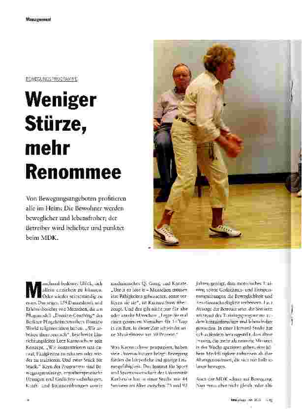 Vorschauseite 1: Weniger Stürze, mehr Renommee