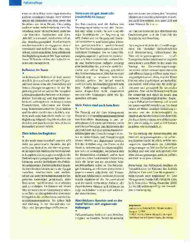 Vorschauseite 4: Case Management und Palliative Care - ein Fallbeispiel