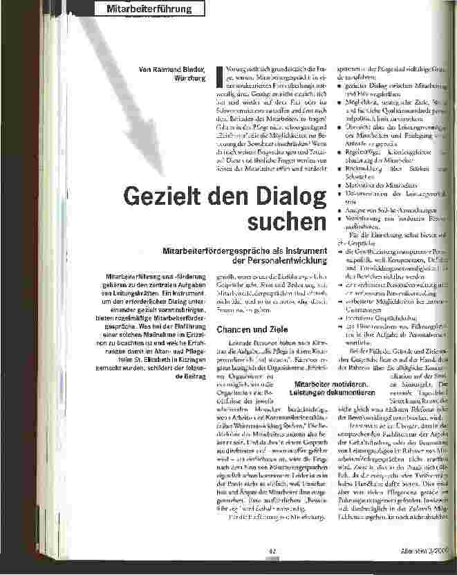 Vorschauseite 1: Gezielt den Dialog suchen Mitarbeiterfördergespräche als Instrument der Personalentwicklung