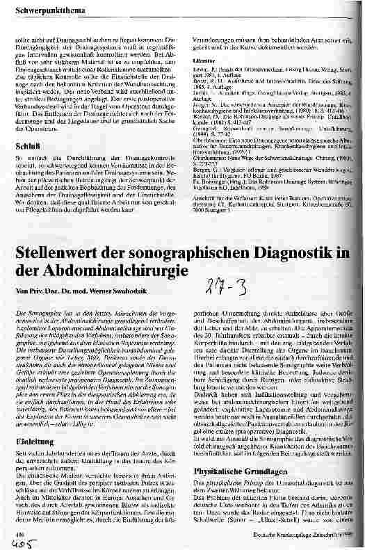 Vorschauseite 1: Stellenwert der sonographischen Diagnostik in der Abdominalchirurgie