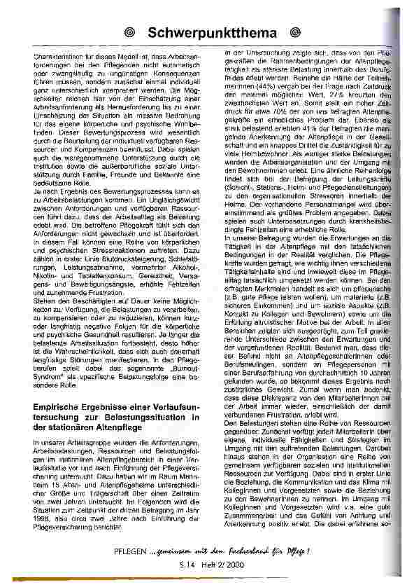 Vorschauseite 2: Arbeitsbelastungen in der stationären Altenpflege