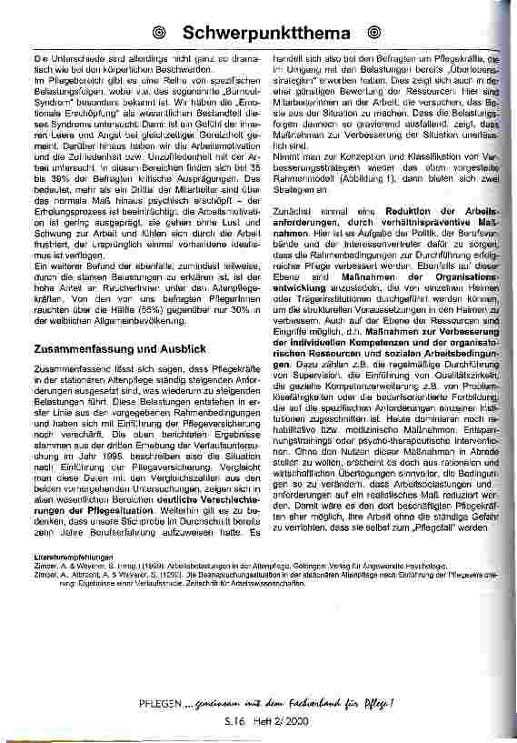 Vorschauseite 4: Arbeitsbelastungen in der stationären Altenpflege