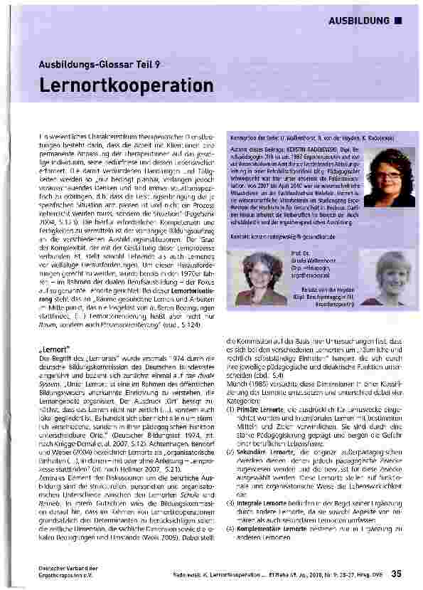 Vorschauseite 1: Ausbildungs-Glossar Teil 9 Lernortkooperation