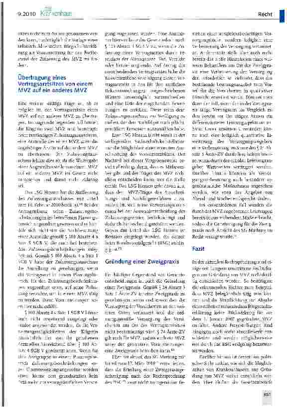 Vorschauseite 3: Neues zum MVZ