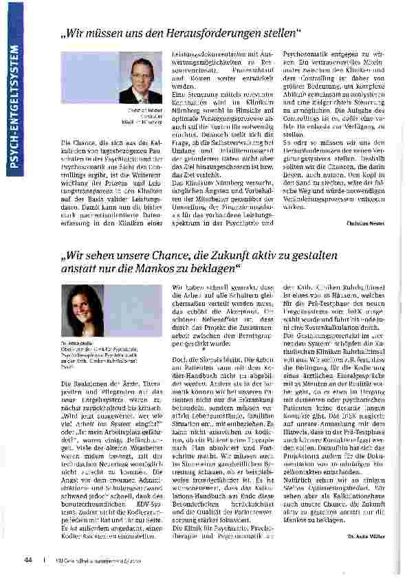 Vorschauseite 4: Psych-Entgeltsystem Chance oder Risiko? Reaktionen aus psychiatrischen Kliniken auf das neue Finanzierungssystem