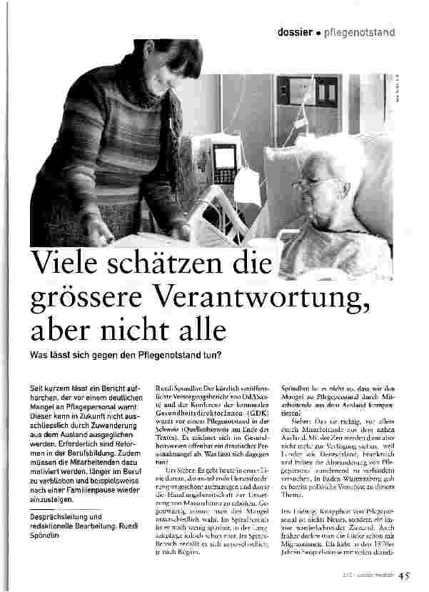 Vorschauseite 1: Viele schätzen die grössere Verantwortung, aber nicht alle