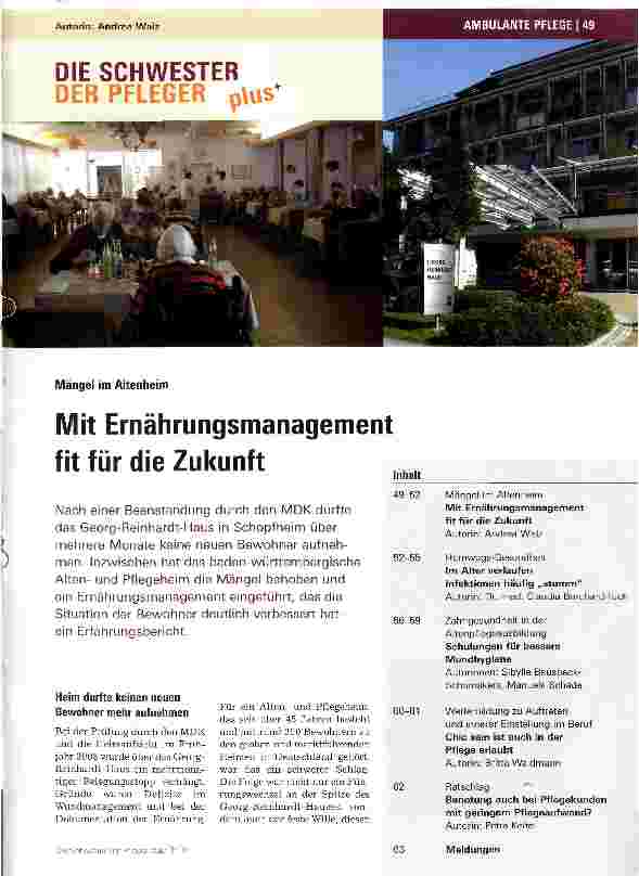 Vorschauseite 1: Mit Ernährungsmanagement fit für die Zukunft