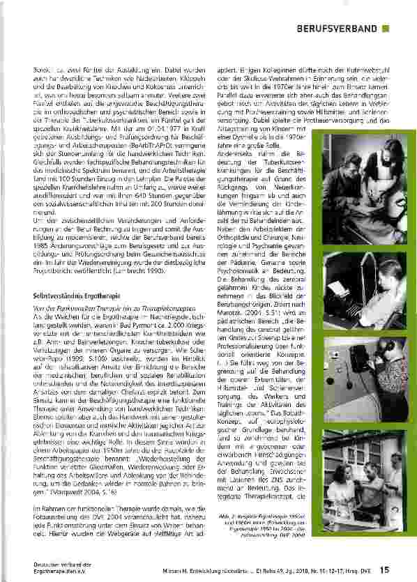 Vorschauseite 3: Das Berufsbild Ergotherapie „West bis zur Wiedervereinigung