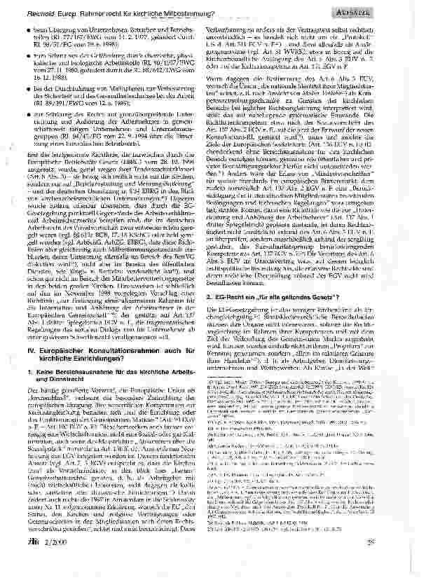 Vorschauseite 3: Europäisches Rahmenrecht für die kirchliche Mitbestimmung?