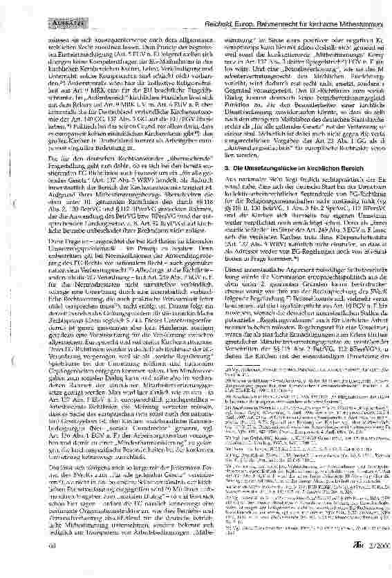 Vorschauseite 4: Europäisches Rahmenrecht für die kirchliche Mitbestimmung?