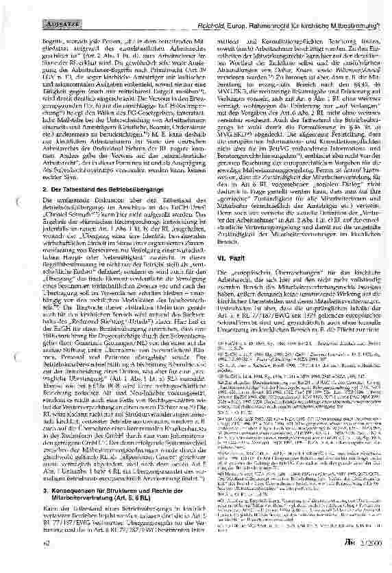 Vorschauseite 6: Europäisches Rahmenrecht für die kirchliche Mitbestimmung?