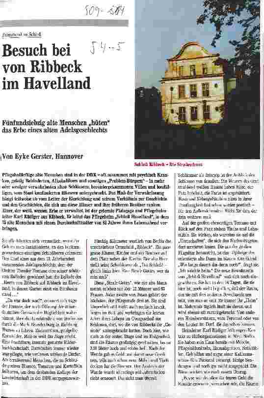 Vorschauseite 1: Feierabend im Schloß Besuch bei von Ribbeck im Havelland