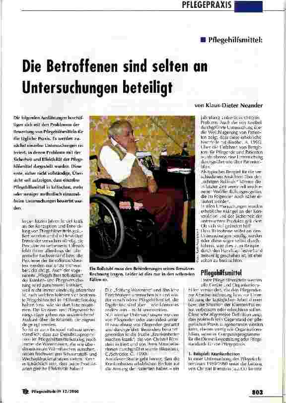 Vorschauseite 1: Die Betroffenen sind selten an Untersuchungen beteiligt Pflegehilfsmittel