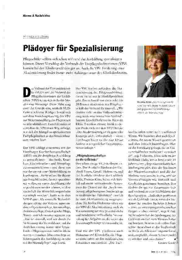Vorschauseite 1: Plädoyer für Spezialisierung