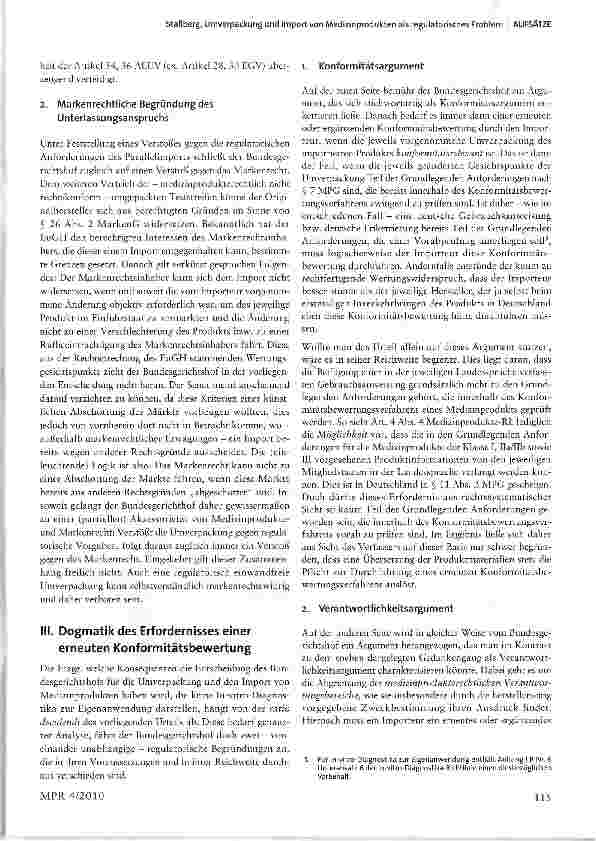 Vorschauseite 3: Umverpackung und Import von Medizinprodukten als regulatorisches Problem - Reichweite des Erfordernisses einer erneuten Konformitätsbewertung nach dem BGH-Urteil „OneTouch Ultra