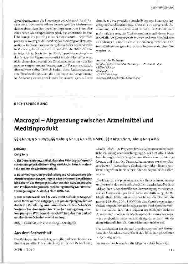 Vorschauseite 5: Umverpackung und Import von Medizinprodukten als regulatorisches Problem - Reichweite des Erfordernisses einer erneuten Konformitätsbewertung nach dem BGH-Urteil „OneTouch Ultra