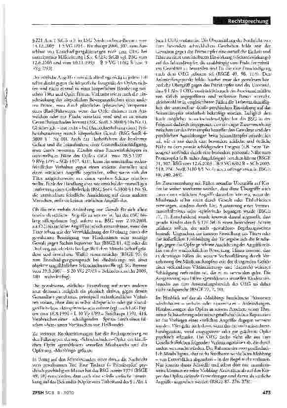 Vorschauseite 5: Beschädigtenrente; Entschädigungsanspruch; Opferentschädigung; Nachstellung; sog. »Stalker«