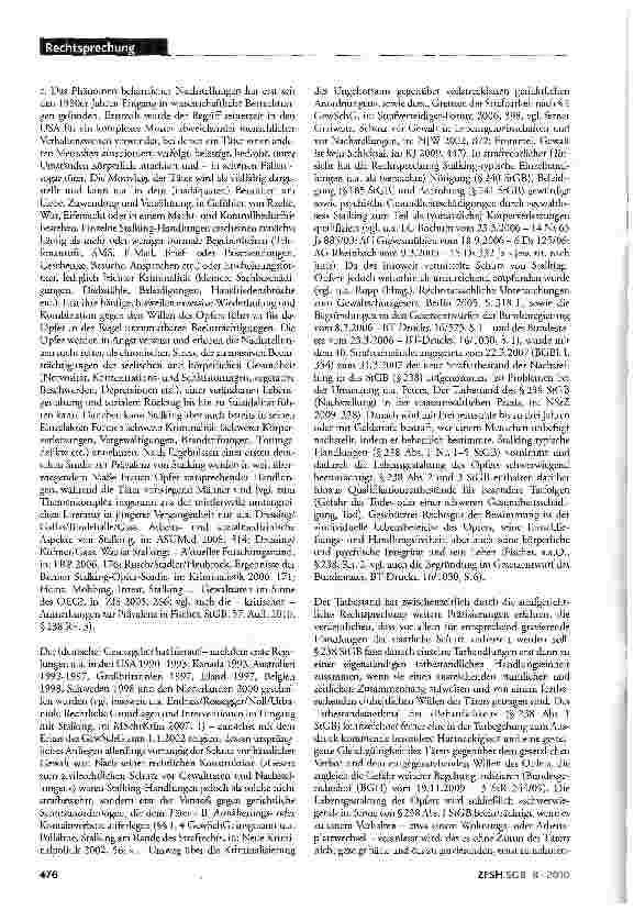 Vorschauseite 6: Beschädigtenrente; Entschädigungsanspruch; Opferentschädigung; Nachstellung; sog. »Stalker«