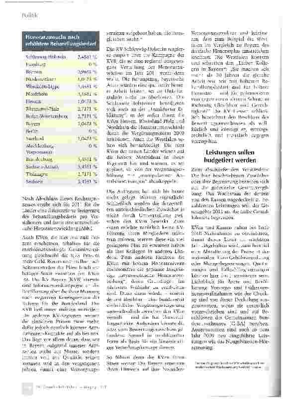 Vorschauseite 3: Arzthonorare 2011: Anpassung sorgt für Streit