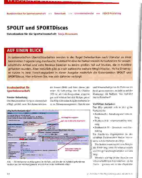 Vorschauseite 1: SPOLIT und SPORTDiscus