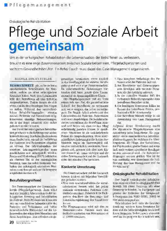 Vorschauseite 1: Pflege und Soziale Arbeit gemeinsam