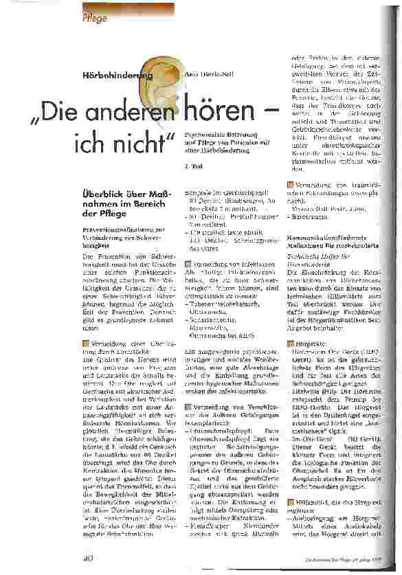 Vorschauseite 1: Die anderen hören - ich nicht Hörbehinderung - 2. Teil