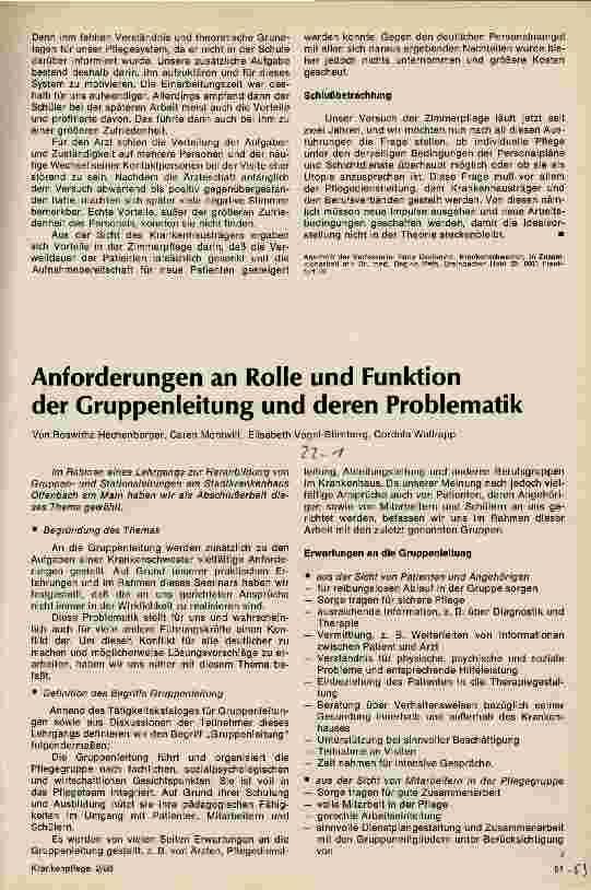 Vorschauseite 4: Pflegesyteme zur Diskussion gestellt