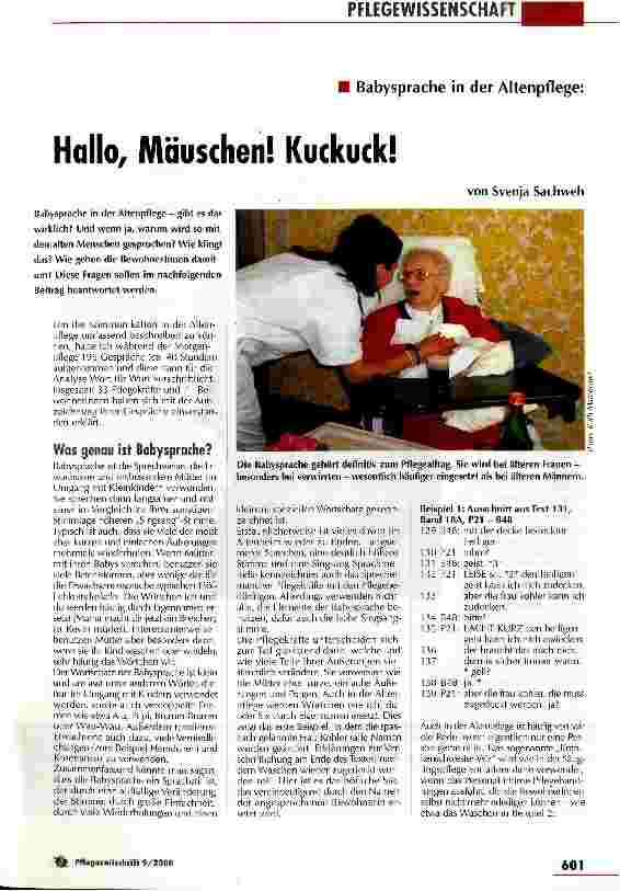Vorschauseite 1: Hallo, Mäuschen! Kuckuck! Babysprache in der Altenpflege