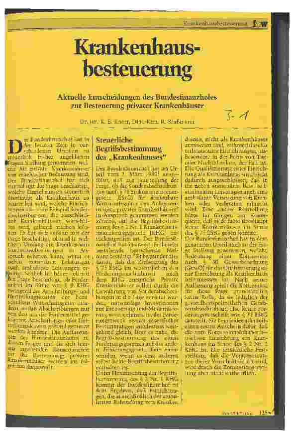 Vorschauseite 1: Krankenhausbesteuerung Aktuelle Entscheidungen des Bundesfinanzhofes