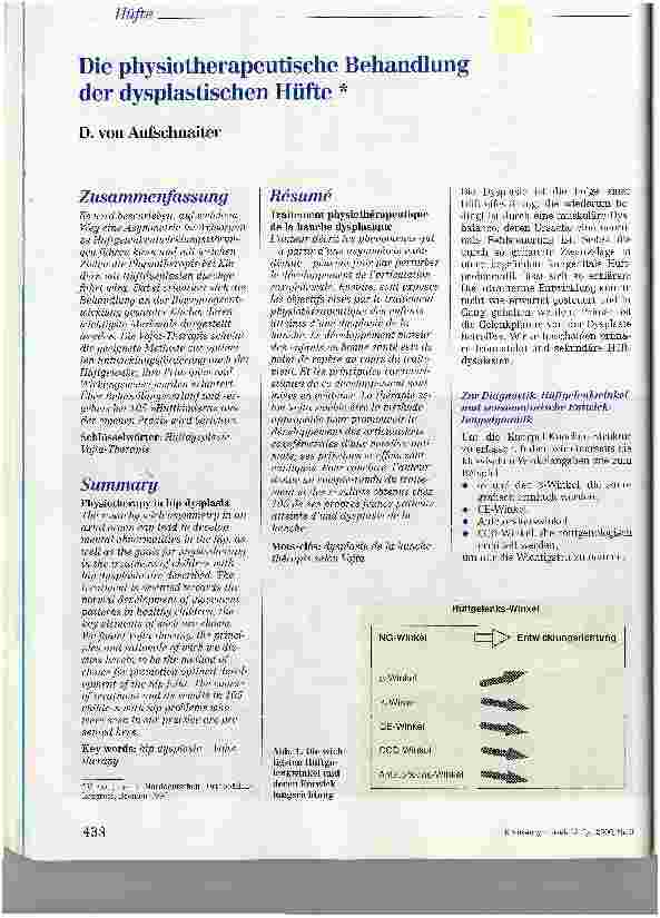 Vorschauseite 1: Die physiotherapeutische Behandlung der dysplastischen Hüfte